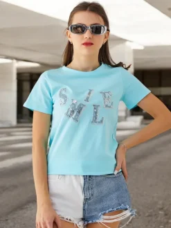 Hot Bawełniana damska bluzka z napisem Bluzki / Koszule / Koszulki