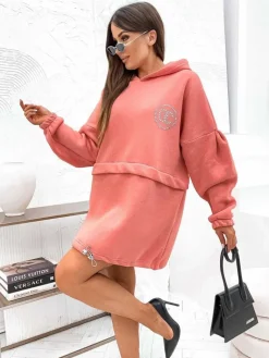 Clearance Bawełniana damska sukienka mini typu bluza Bluzy