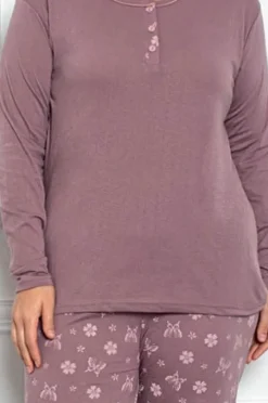 Sale Bawełniana damska 2-częściowa piżama w motyle PLUS SIZE Piżamy