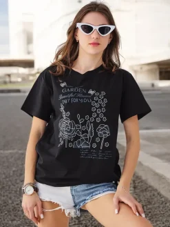 Clearance Bawełniana damska bluzka z napisem Bluzki / Koszule / Koszulki