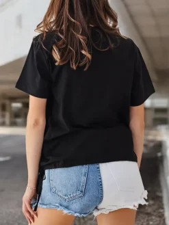 Clearance Bawełniana damska bluzka z napisem Bluzki / Koszule / Koszulki