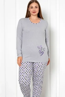 Best Bawełniana damska 2-częściowa piżama w kropki PLUS SIZE Piżamy