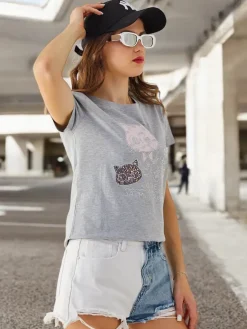 New Bawełniana damska bluzka Bluzki / Koszule / Koszulki