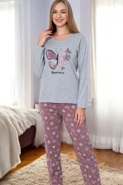 Best Bawełniana damska 2-częściowa piżama w motyle Piżamy