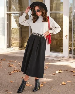 Sale Bawełniana damska spódnica midi a'la sztruksowa Spódnice