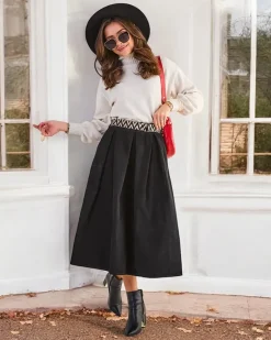 Sale Bawełniana damska spódnica midi a'la sztruksowa Spódnice