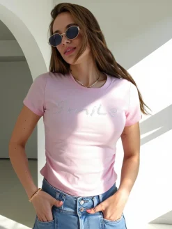 Hot Bawełniana damska bluzka z napisem Bluzki / Koszule / Koszulki