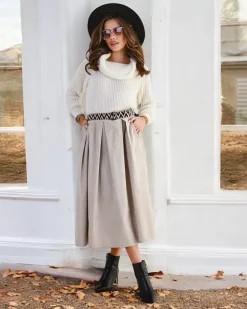 Bawełniana damska spódnica midi a'la sztruksowa Spódnice