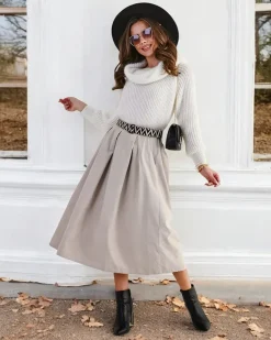 Bawełniana damska spódnica midi a'la sztruksowa Spódnice