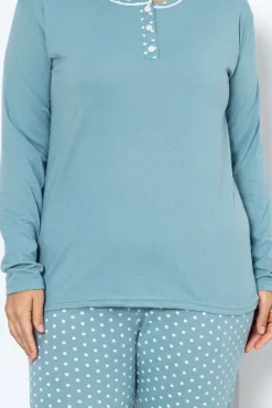 Sale Bawełniana damska 2-częściowa piżama w kropki PLUS SIZE Piżamy