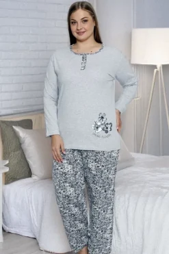 Discount Bawełniana damska 2-częściowa piżama w kwiaty PLUS SIZE Piżamy