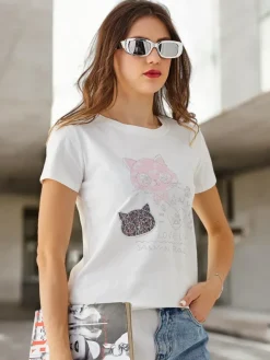 Outlet Bawełniana damska bluzka Bluzki / Koszule / Koszulki