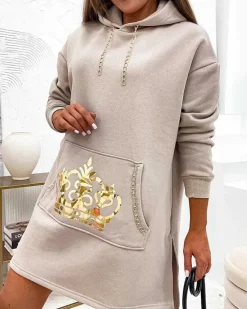 Discount Bawełniana damska sukienka mini typu bluza Bluzy