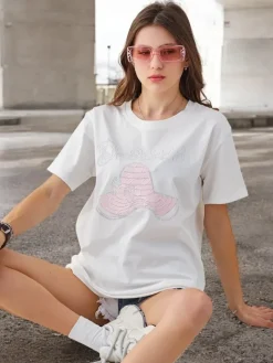 Bawełniana damska bluzka z nadrukiem Bluzki / Koszule / Koszulki