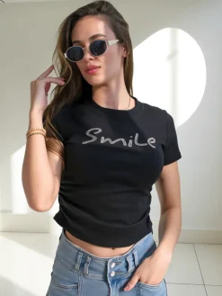 Discount Bawełniana damska bluzka z napisem Bluzki / Koszule / Koszulki