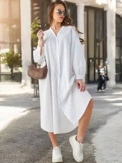 Sale Bawełniana długa damska koszula a'la sukienka Bluzki / Koszule / Koszulki