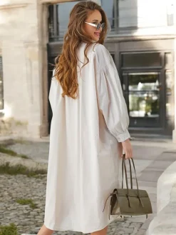 Clearance Bawełniana długa damska koszula a'la sukienka Bluzki / Koszule / Koszulki