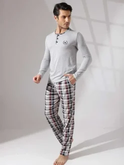 Clearance Bawełniana męska piżama 2- częściowa Piżamy