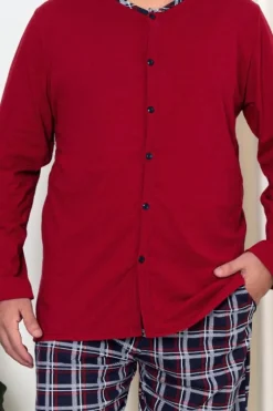 Best Bawełniana męska piżama w kratkę PLUS SIZE Piżamy|Plus Size