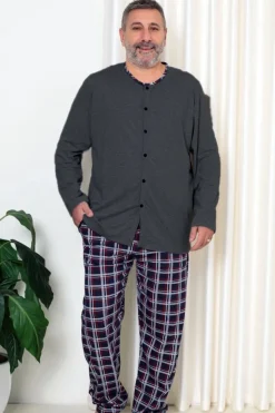 Best Bawełniana męska piżama w kratkę PLUS SIZE Piżamy|Plus Size