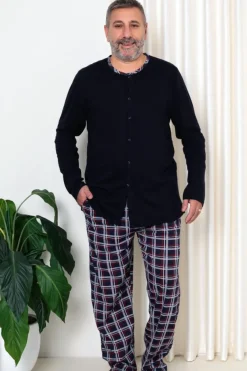 Clearance Bawełniana męska piżama w kratkę PLUS SIZE Piżamy|Plus Size