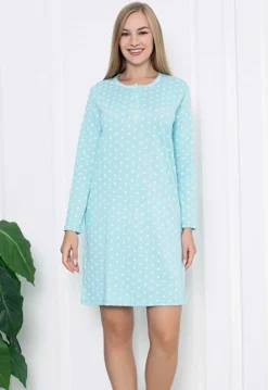 Best Bawełniana nocna koszula damska w kropeczki Piżamy