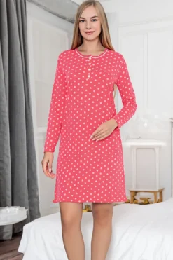 Best Bawełniana nocna koszula damska w kropeczki Piżamy