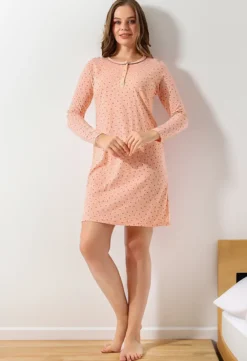 Bawełniana nocna koszula damska w kropeczki Piżamy