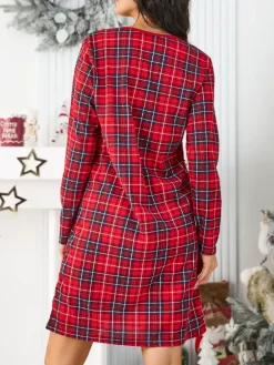 Sale Bawełniana nocna koszula damska w kratkę Piżamy