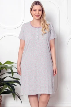 Online Bawełniana nocna koszula ciążowa i do karmienia w serduszka PLUS SIZE Piżamy|Plus Size