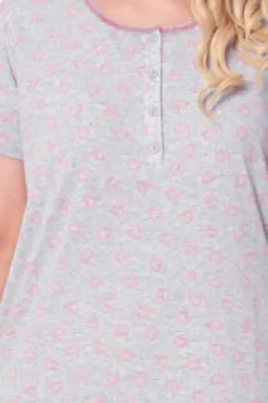 Online Bawełniana nocna koszula ciążowa i do karmienia w serduszka PLUS SIZE Piżamy|Plus Size