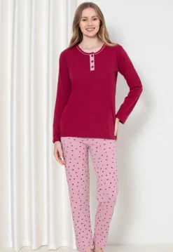 New Bawełniana piżama damska ze spodniami w kropki Piżamy