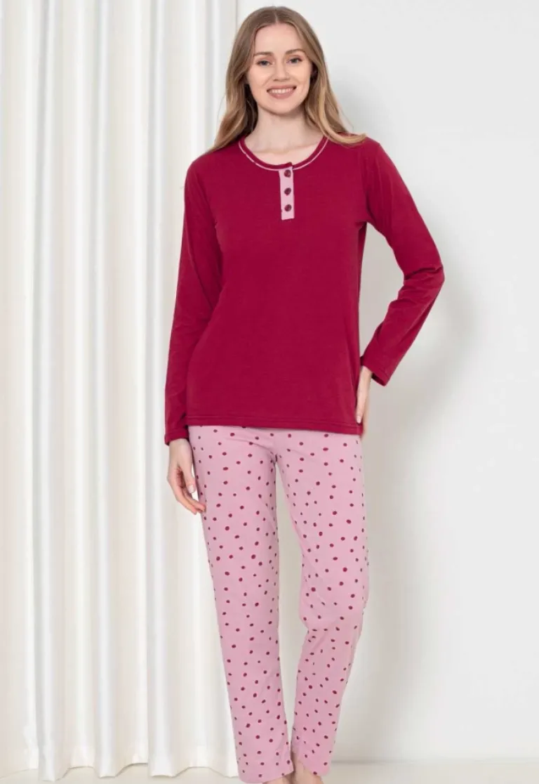 New Bawełniana piżama damska ze spodniami w kropki Piżamy