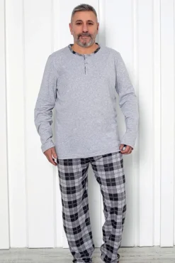 Outlet Bawełniana piżama męska w kratę PLUS SIZE Plus Size|Piżamy