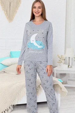 Hot Bawełniana piżama damska w księżyce Piżamy