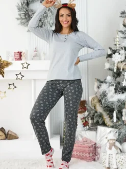 New Bawełniana piżama damska w serduszka Piżamy