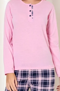 New bawełniana piżama damska ze spodniami w kratkę Piżamy