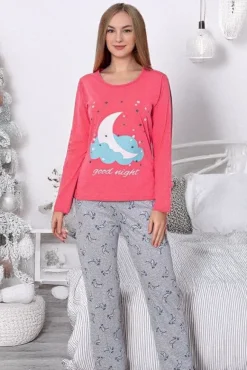 Hot Bawełniana piżama damska w księżyce Piżamy