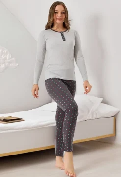 Best Bawełniana piżama damska ze spodniami w serduszka Piżamy