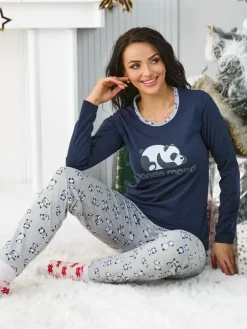Online Bawełniana piżama damska Panda Mood Piżamy