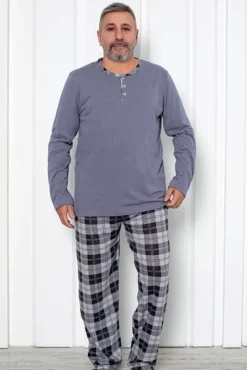 Online Bawełniana piżama męska w kratę PLUS SIZE Plus Size|Piżamy