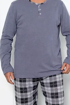Online Bawełniana piżama męska w kratę PLUS SIZE Plus Size|Piżamy