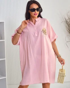 Discount Bawełniana tunika letnia damska oversize Bluzki / Koszule / Koszulki