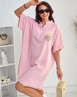 Discount Bawełniana tunika letnia damska oversize Bluzki / Koszule / Koszulki