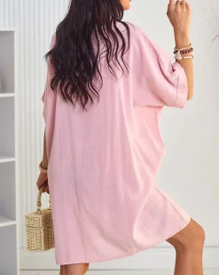 Discount Bawełniana tunika letnia damska oversize Bluzki / Koszule / Koszulki