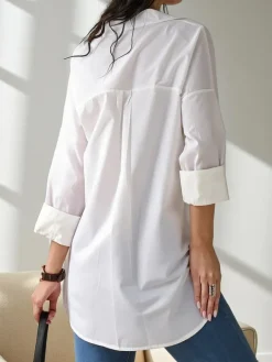 Clearance Bawełniana uniwersalna damska koszula Bluzki / Koszule / Koszulki