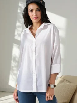 Clearance Bawełniana uniwersalna damska koszula Bluzki / Koszule / Koszulki