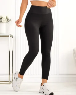 Bawełniane damskie prążkowane legginsy Legginsy / Tregginsy