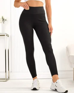 Bawełniane damskie prążkowane legginsy Legginsy / Tregginsy