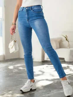 Clearance Bawełniane jeansy damskie zwężane Jeansy